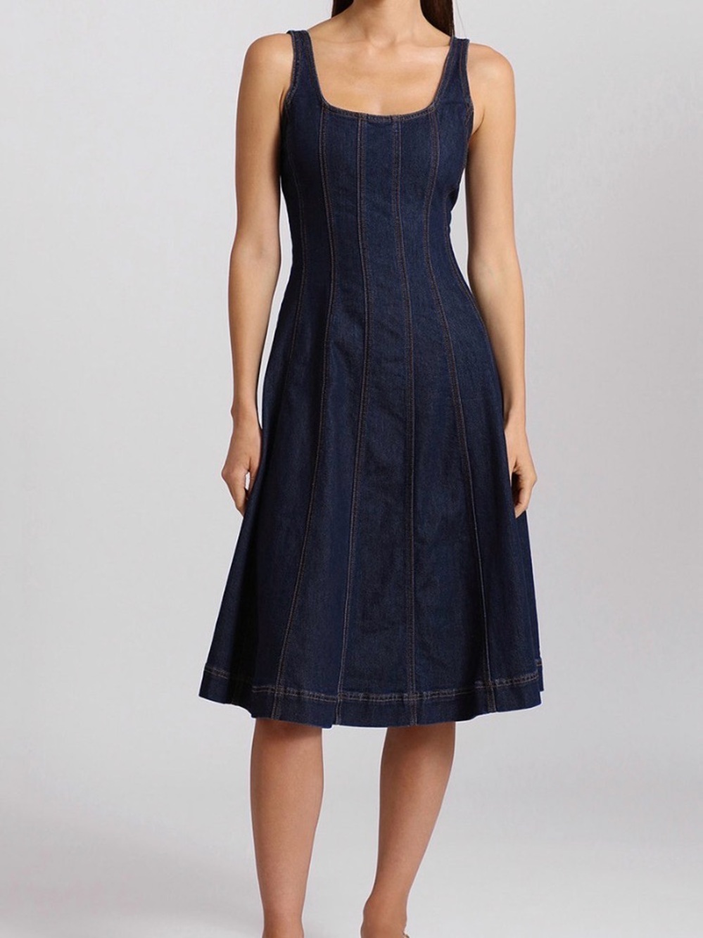 Avec Les Filles Dark Denim Midi Dress